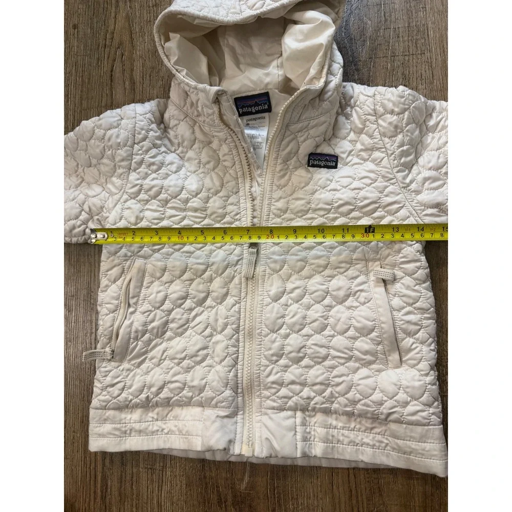 Patagonia Girls S 8 Ivory Quilted Hooded Full Zip Jacket Ivory 68015